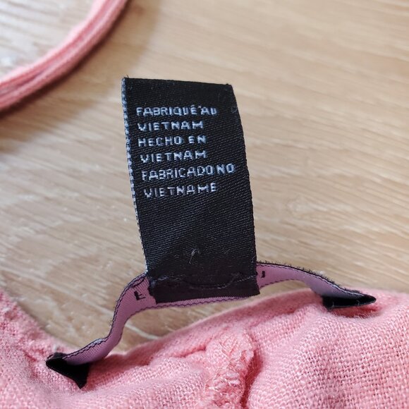 Forever 21 Womens Dress Sz M Coral Orange Button Front Mini Linen Blend Strappy - Picture 7 of 16